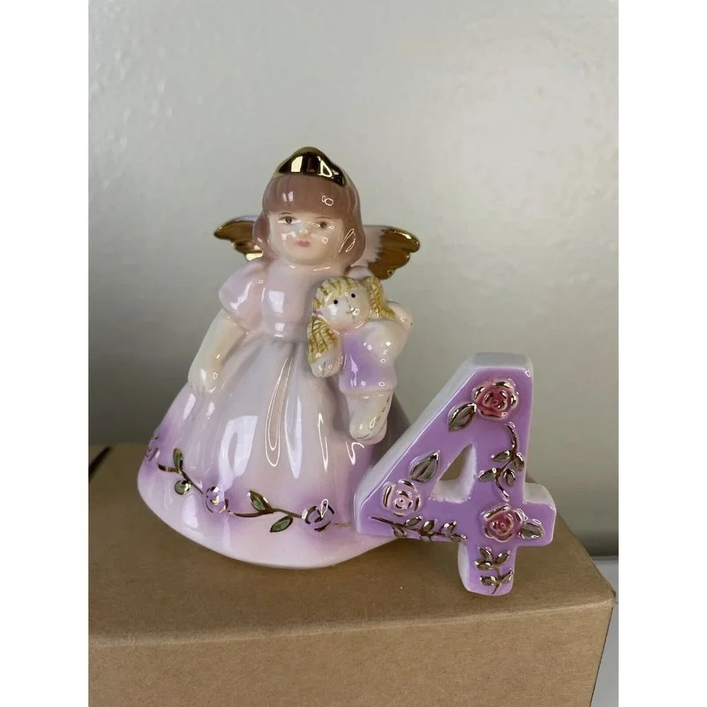 Lot of 4, Russ Berrie Just for You Birthday Angel Cake Topper Gift Age 1 2 3 & 4